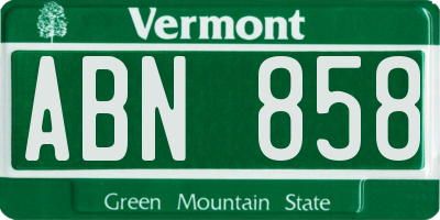 VT license plate ABN858