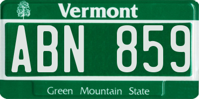 VT license plate ABN859