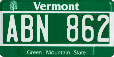VT license plate ABN862