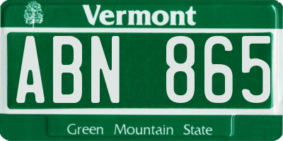 VT license plate ABN865