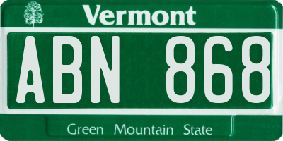 VT license plate ABN868