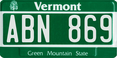 VT license plate ABN869