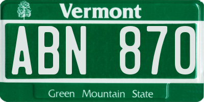 VT license plate ABN870