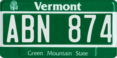 VT license plate ABN874