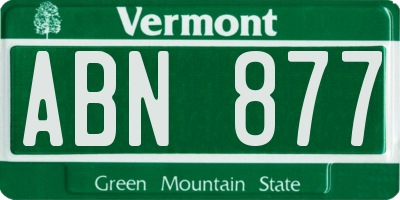 VT license plate ABN877