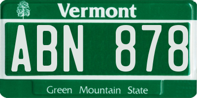 VT license plate ABN878