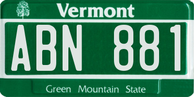 VT license plate ABN881