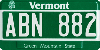 VT license plate ABN882