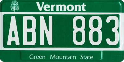 VT license plate ABN883