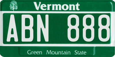 VT license plate ABN888