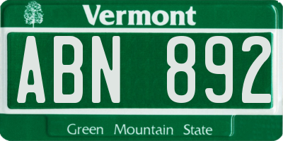 VT license plate ABN892