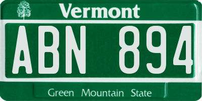 VT license plate ABN894