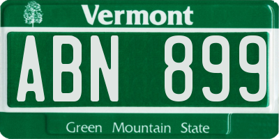 VT license plate ABN899