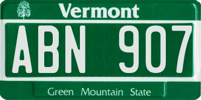 VT license plate ABN907