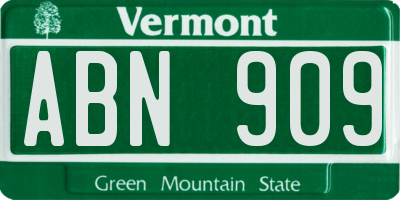 VT license plate ABN909