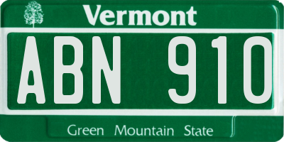 VT license plate ABN910