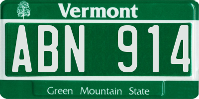 VT license plate ABN914