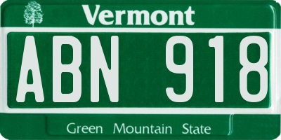 VT license plate ABN918