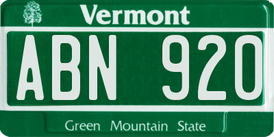 VT license plate ABN920