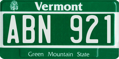 VT license plate ABN921