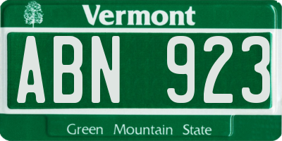 VT license plate ABN923