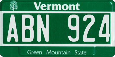 VT license plate ABN924