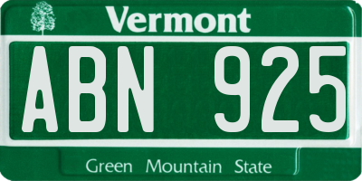 VT license plate ABN925