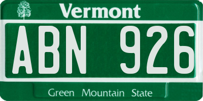 VT license plate ABN926