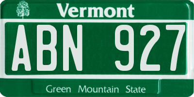 VT license plate ABN927