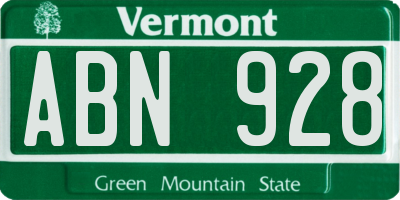 VT license plate ABN928