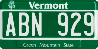 VT license plate ABN929