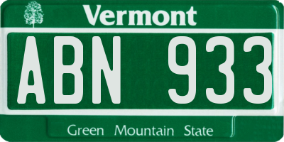 VT license plate ABN933