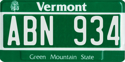 VT license plate ABN934