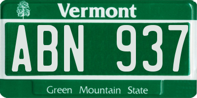 VT license plate ABN937