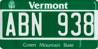 VT license plate ABN938