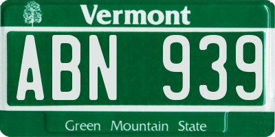 VT license plate ABN939