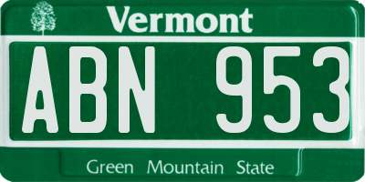 VT license plate ABN953