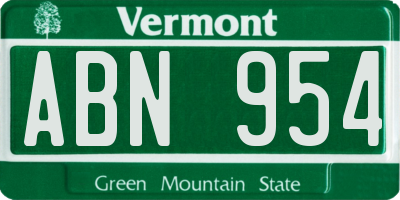 VT license plate ABN954