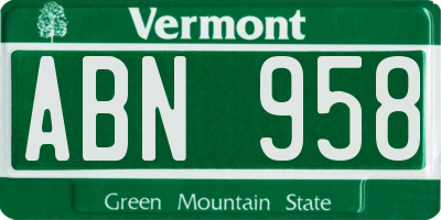 VT license plate ABN958