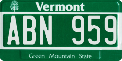 VT license plate ABN959