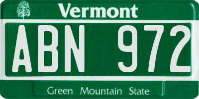 VT license plate ABN972