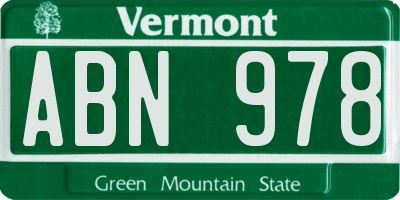 VT license plate ABN978