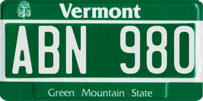 VT license plate ABN980