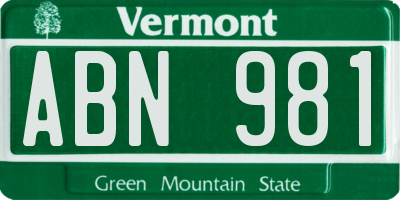 VT license plate ABN981