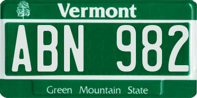 VT license plate ABN982