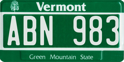 VT license plate ABN983