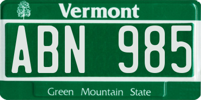 VT license plate ABN985