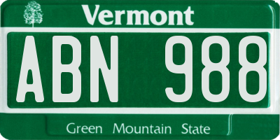 VT license plate ABN988