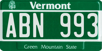 VT license plate ABN993