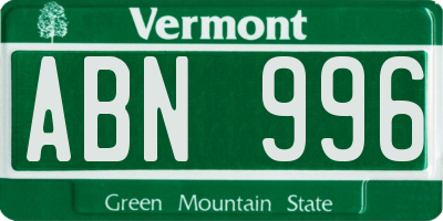 VT license plate ABN996